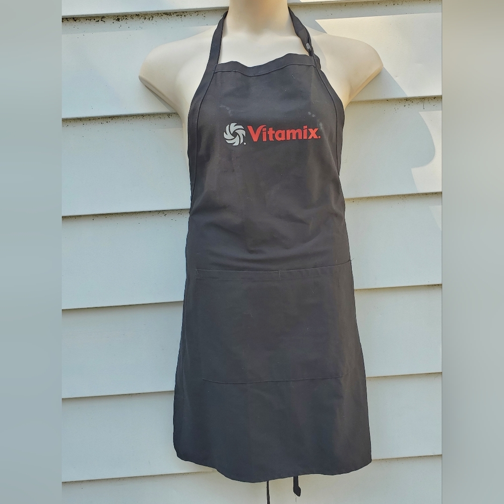 Vitamix Blender Black Long Pockets Apron Slogan Adjustable Neck Tie Back